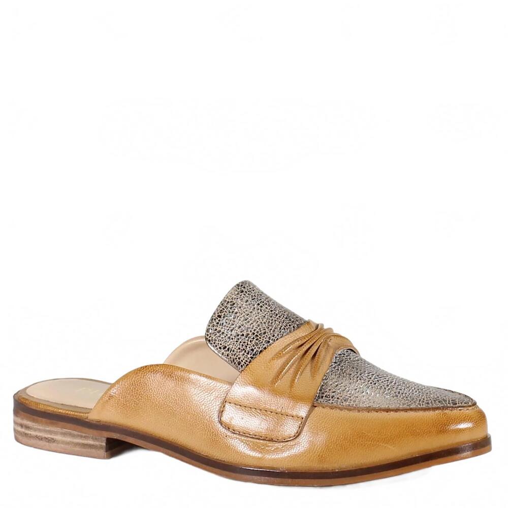 NEW DIBA TRUE women's au pair slip on mule in luggage/gold